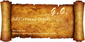 Görheny Orbó névjegykártya